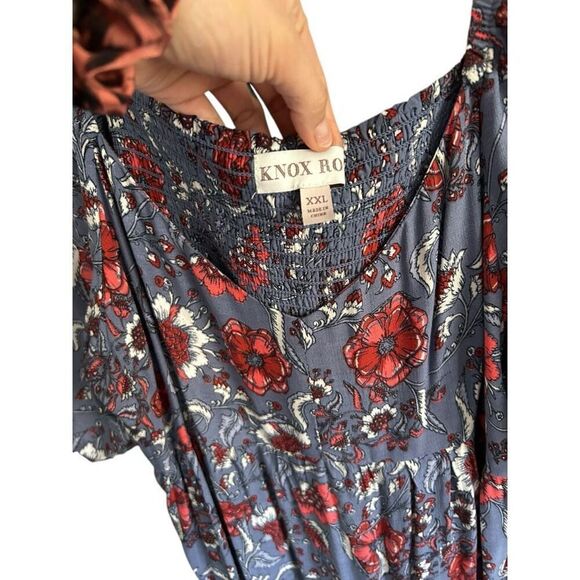 Knox Rose Sky Blue Boho Bohemian Midi Dress Size XXL Tiered Bishop Sleeve - Picture 6 of 13